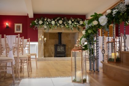 The Hall arranged with chairs for ceremony
