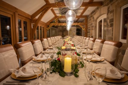 Dining table set for wedding celebration