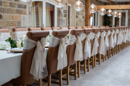 Dining room with bow chair decorations